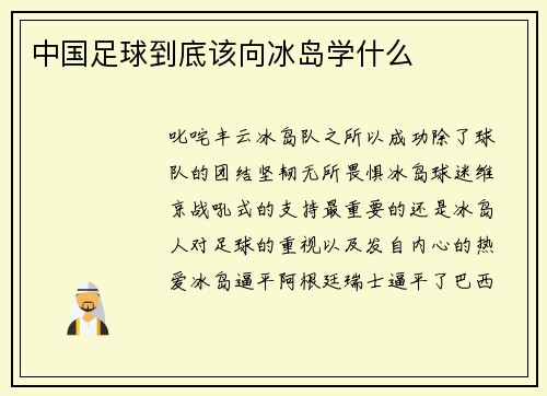 中国足球到底该向冰岛学什么